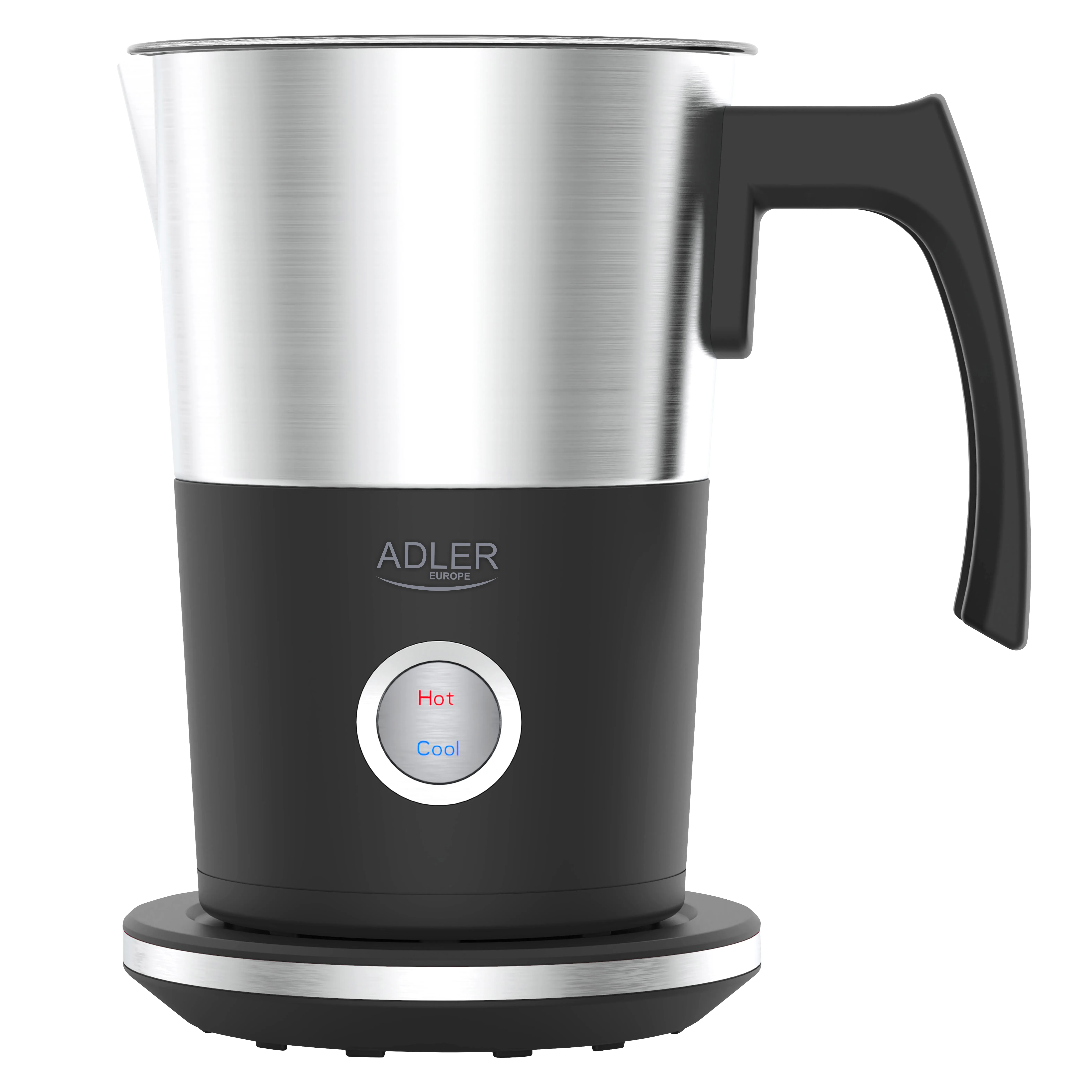 Adler AD 4497 Elektrisk mj&ouml;lkskummare och v&auml;rmare, 600 W, 300 ml, Svart/Rostfritt st&aring;l