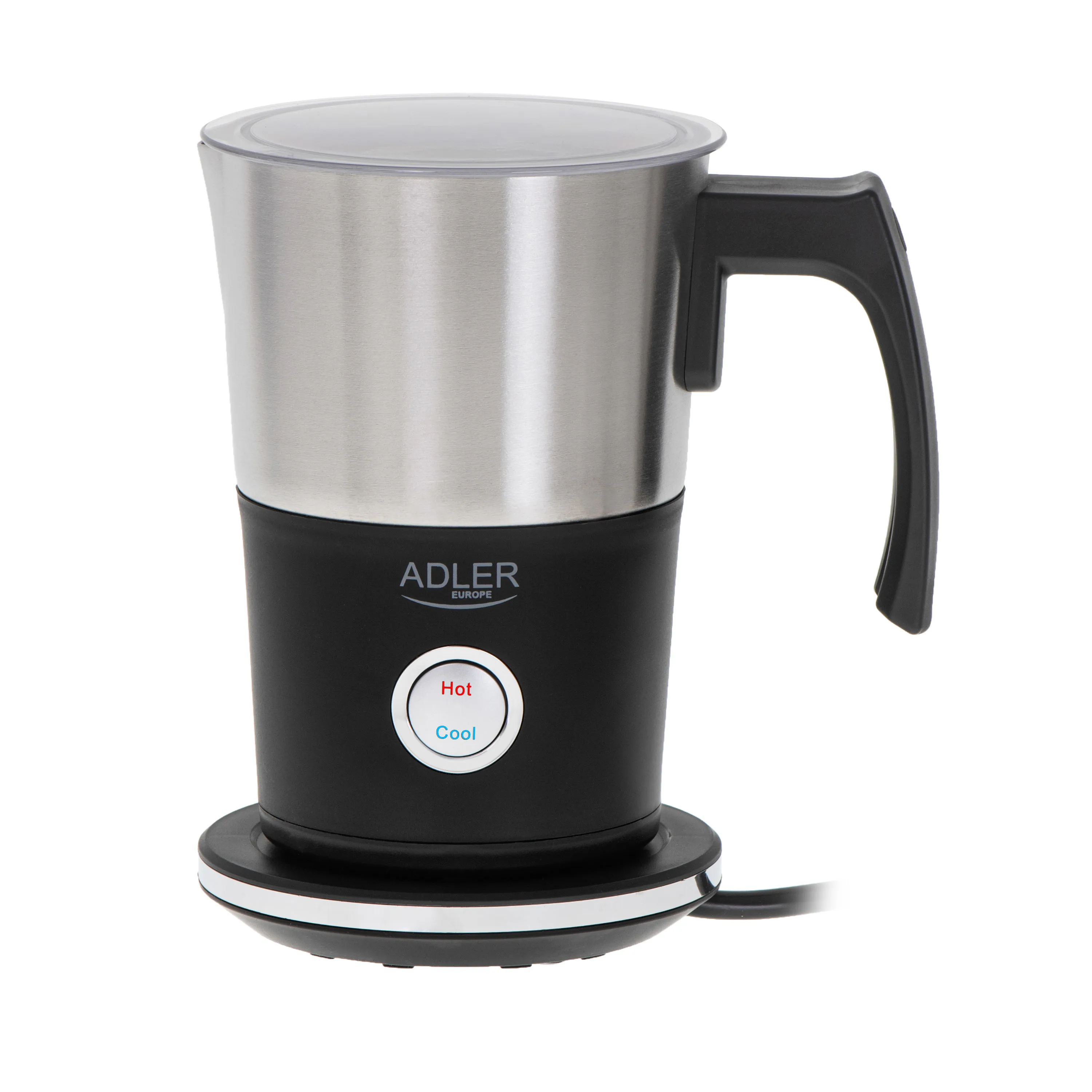 Adler AD 4497 Electric Milk Frother and Heater, 600 W, 300 ml, Black/Stainless Steel