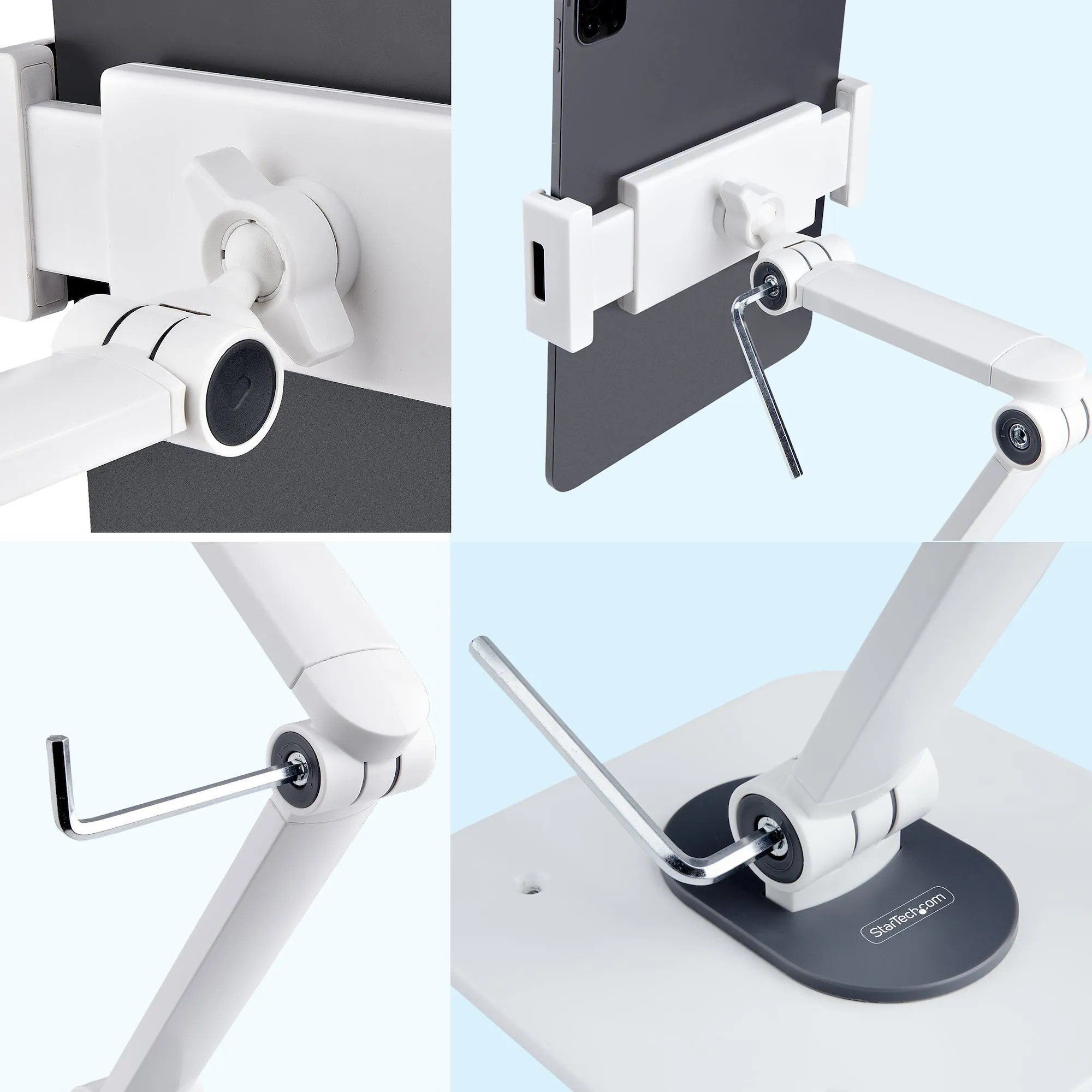 STARTECH.COM Adjustable Tablet Stand Up to 1kg Universal Tablet Stand Holder for Desk / Wall Ergonomic Articulating Tablet Mount