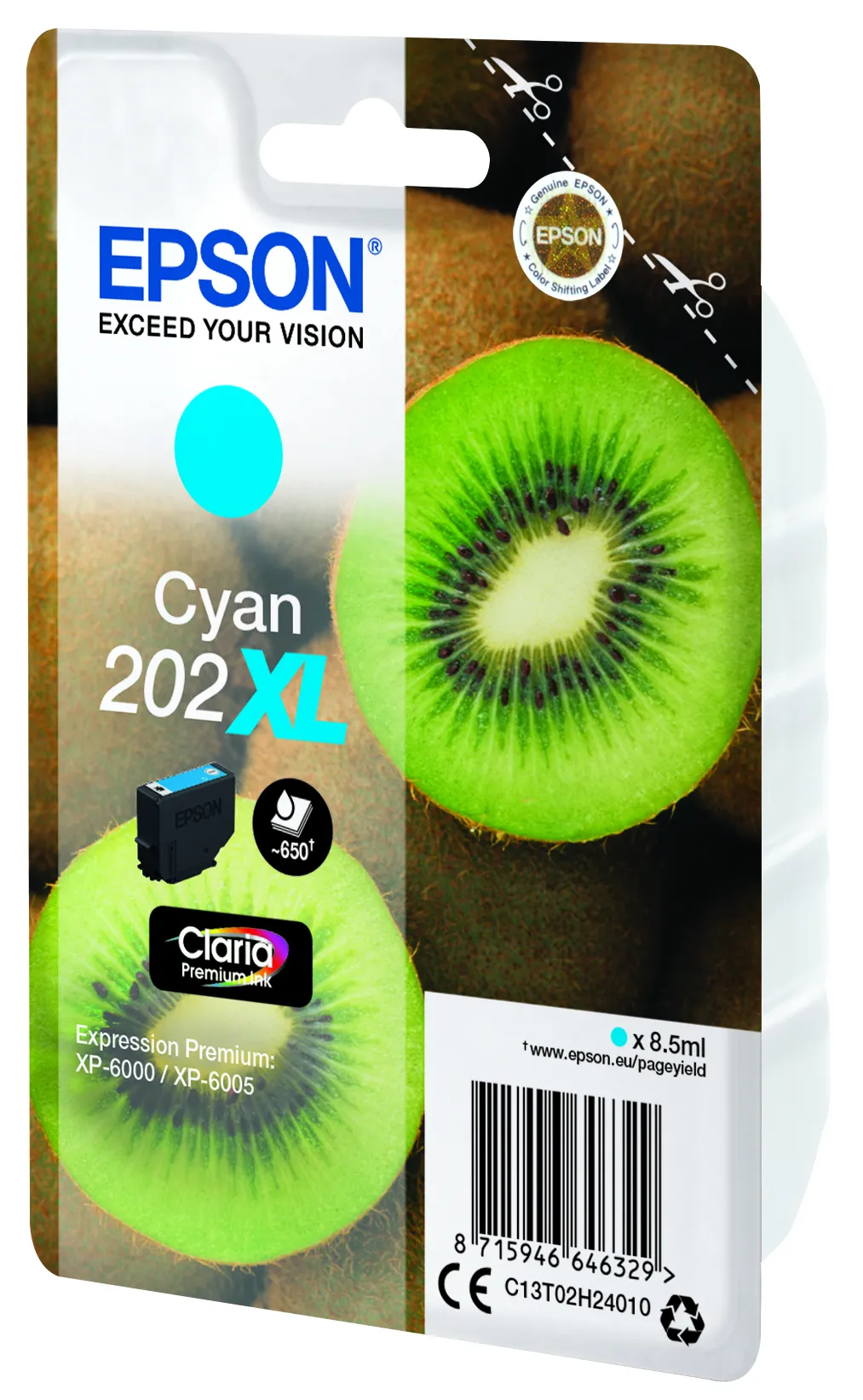 Epson 202XL ink cartridge, 8.5 ml, Cyan