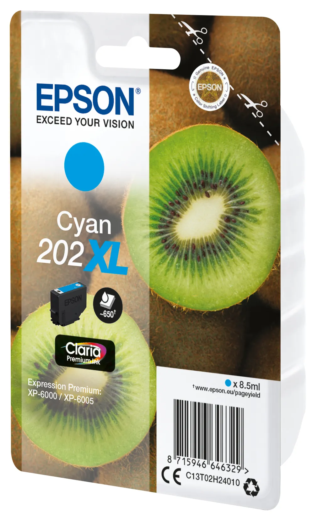 Epson 202XL ink cartridge, 8.5 ml, Cyan