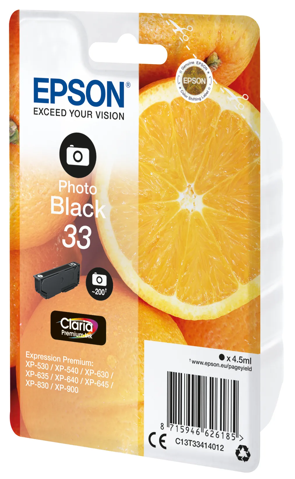Epson Claria Premium C13T33414022 -mustekasetti, 4.5 ml, musta