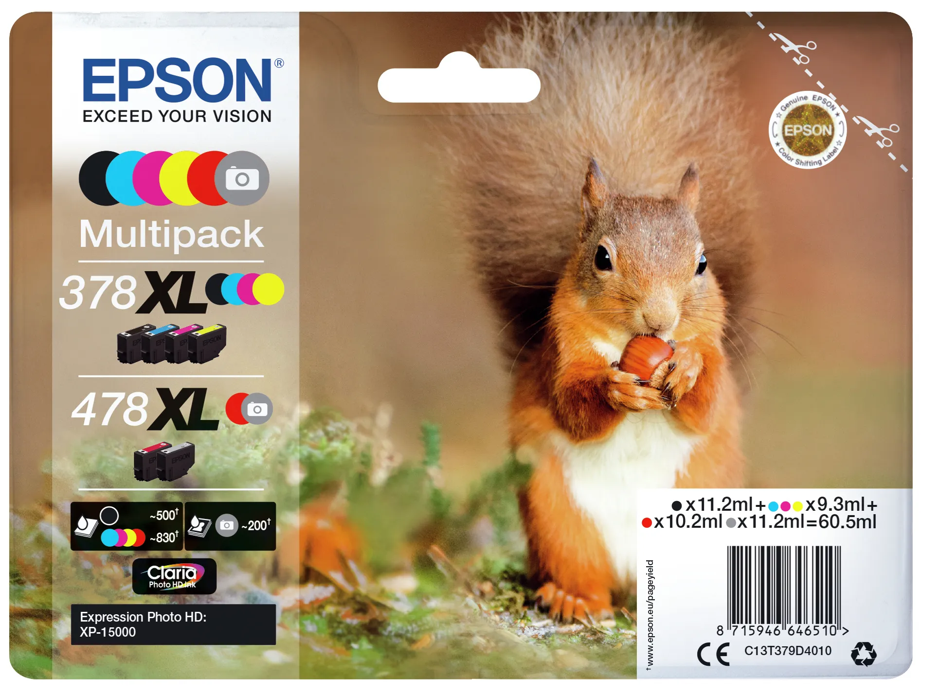 Epson 378XL/478XL XL ink cartridge kit, CMYKRG