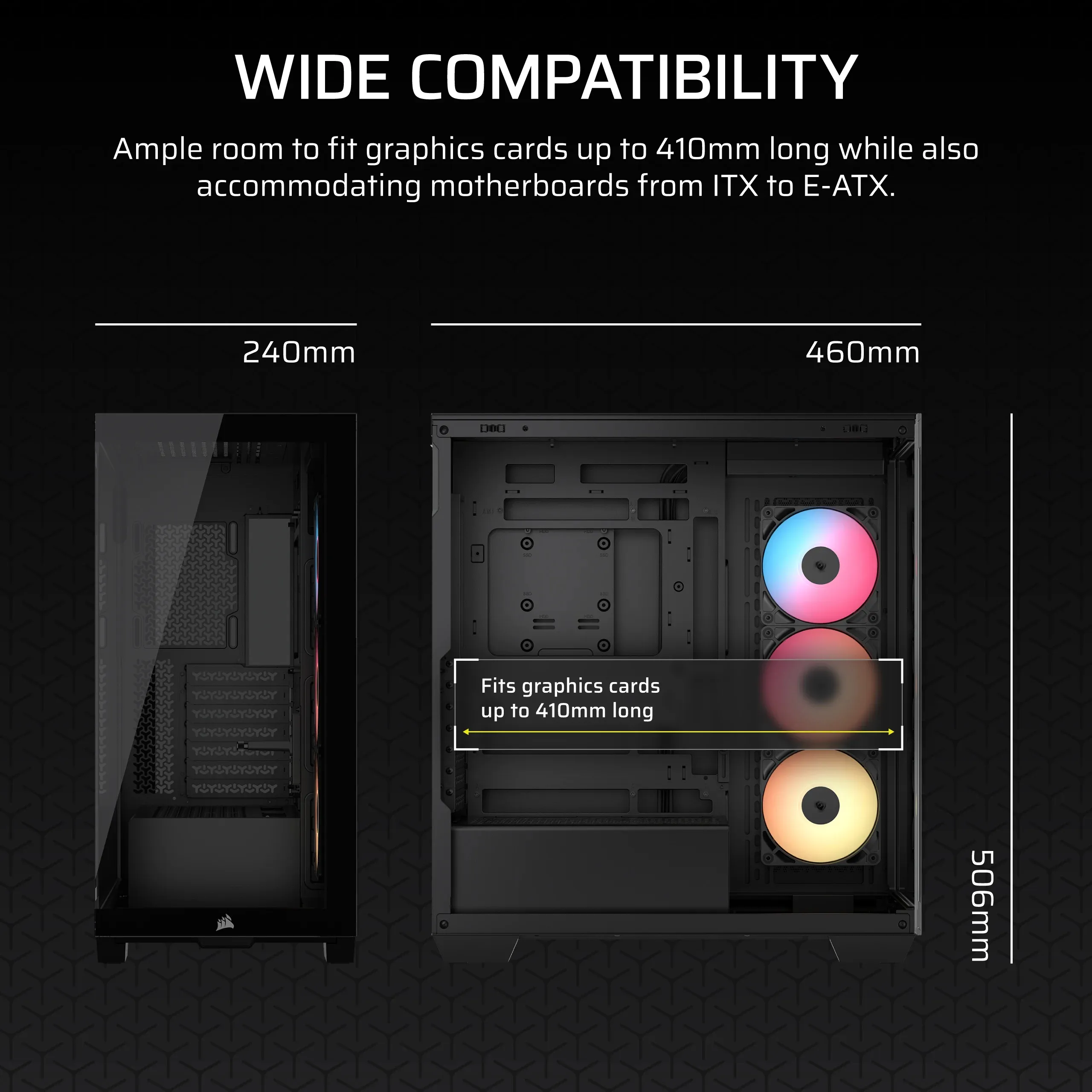 CORSAIR 3500X RS-R ARGB midi-tower chassi med f&ouml;nster, svart