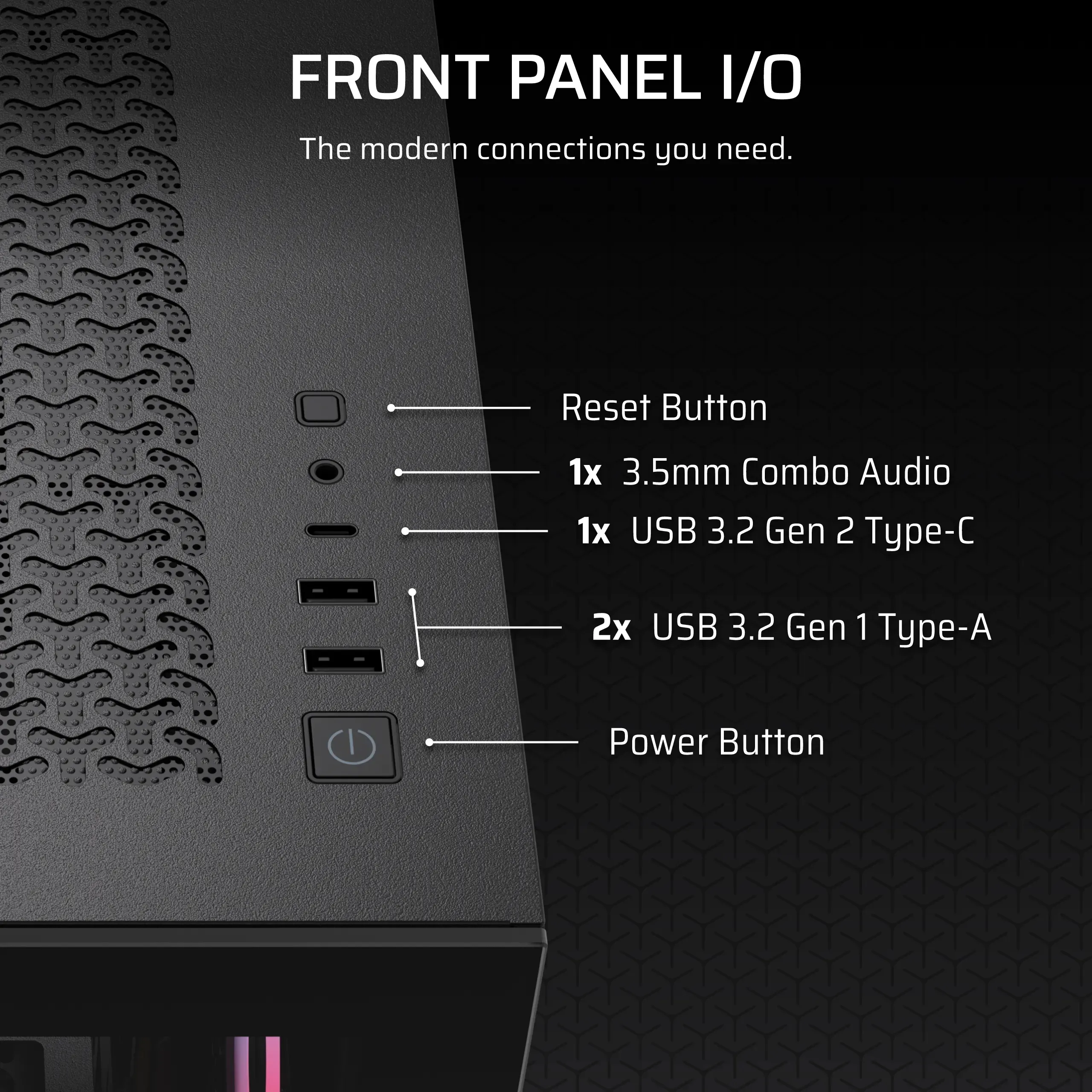 CORSAIR 3500X RS-R ARGB midi-tower chassi med fönster, svart