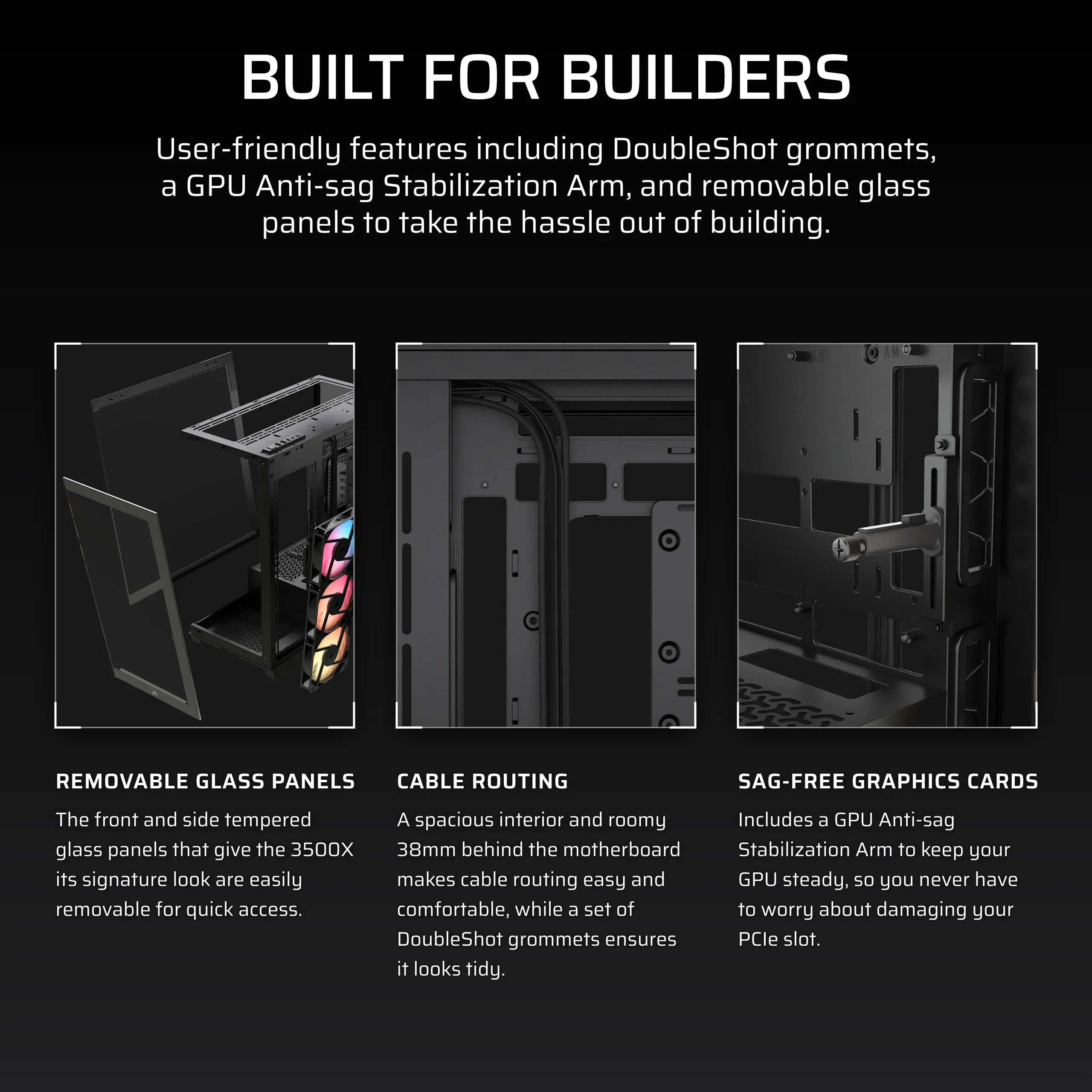 CORSAIR 3500X RS-R ARGB midi-tower chassi med f&ouml;nster, svart