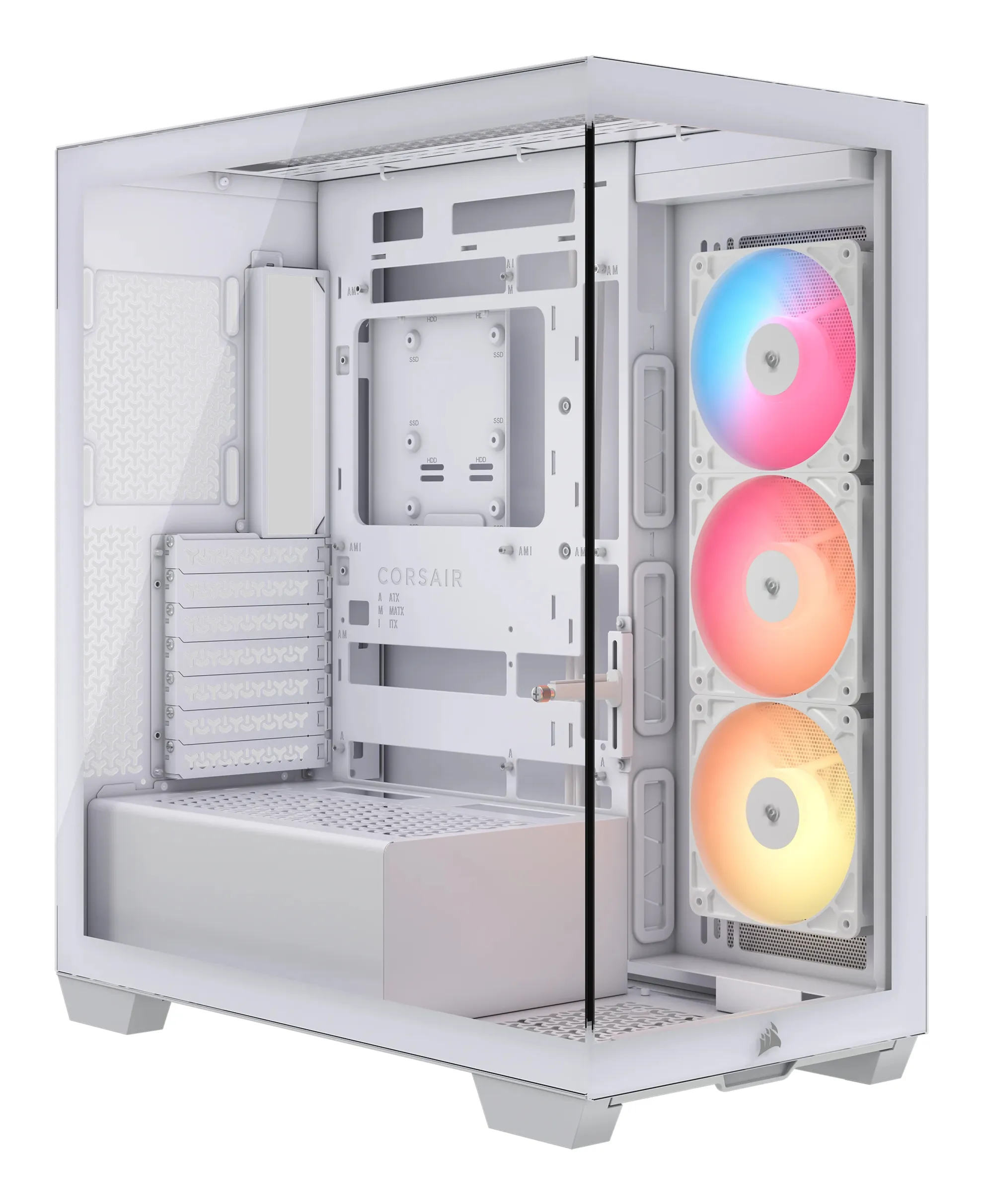 CORSAIR 3500X RS-R midi-tower chassi med fönster och RGB-belysning, vit