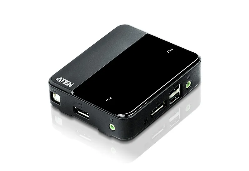 ATEN KVM-switch, 1-2, DisplayPort, USB, 3,5mm, UHD, 1,8m, svart