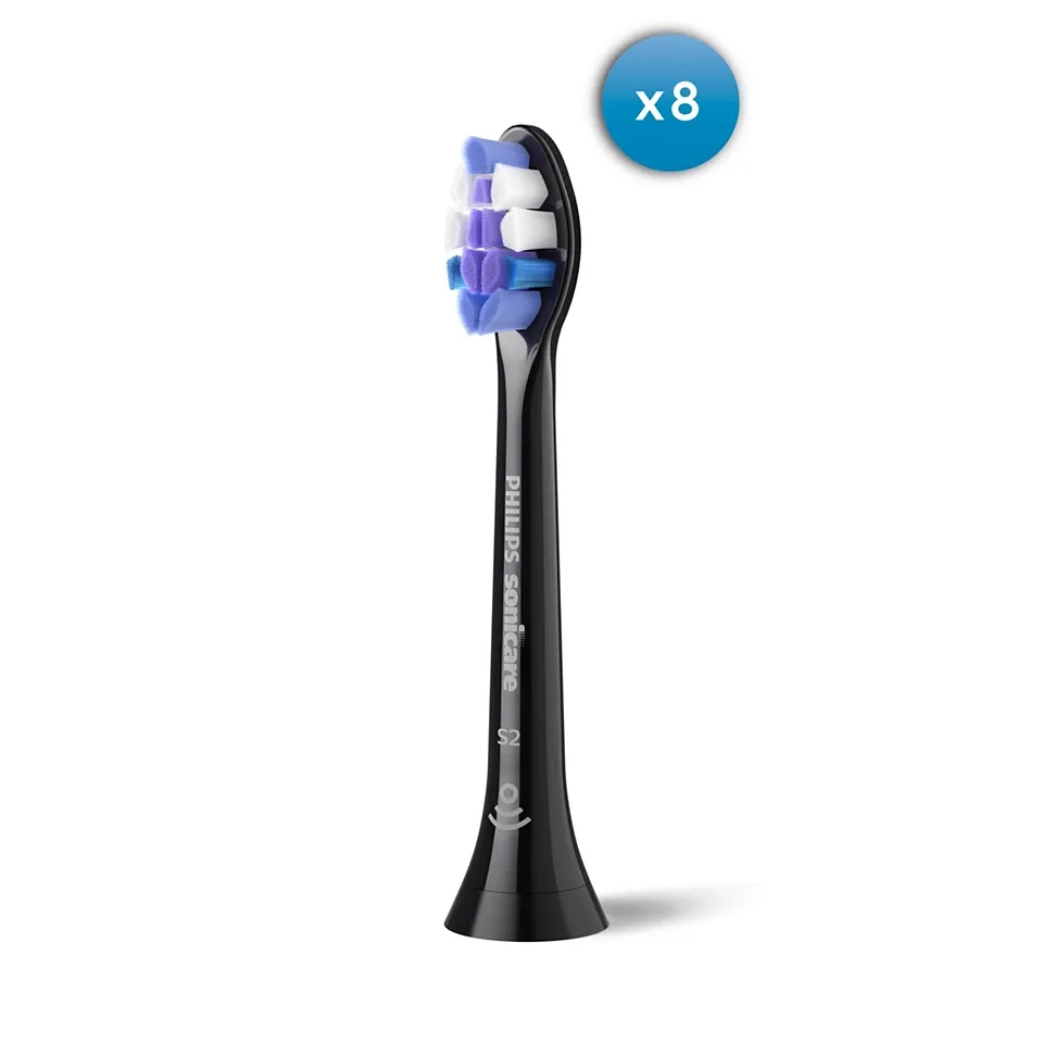 Philips Sonicare S2 Sensitive HX6058/88 Replacement Brush Heads, Black, 8-pack