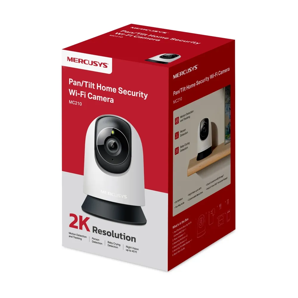 Mercusys MC210 - Pan/Tilt Security Camera, Black, White