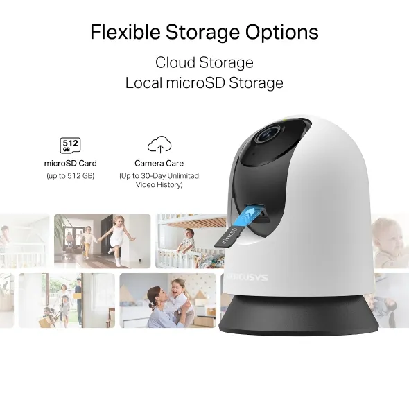 Mercusys MC210 - Pan/Tilt Security Camera, Black, White