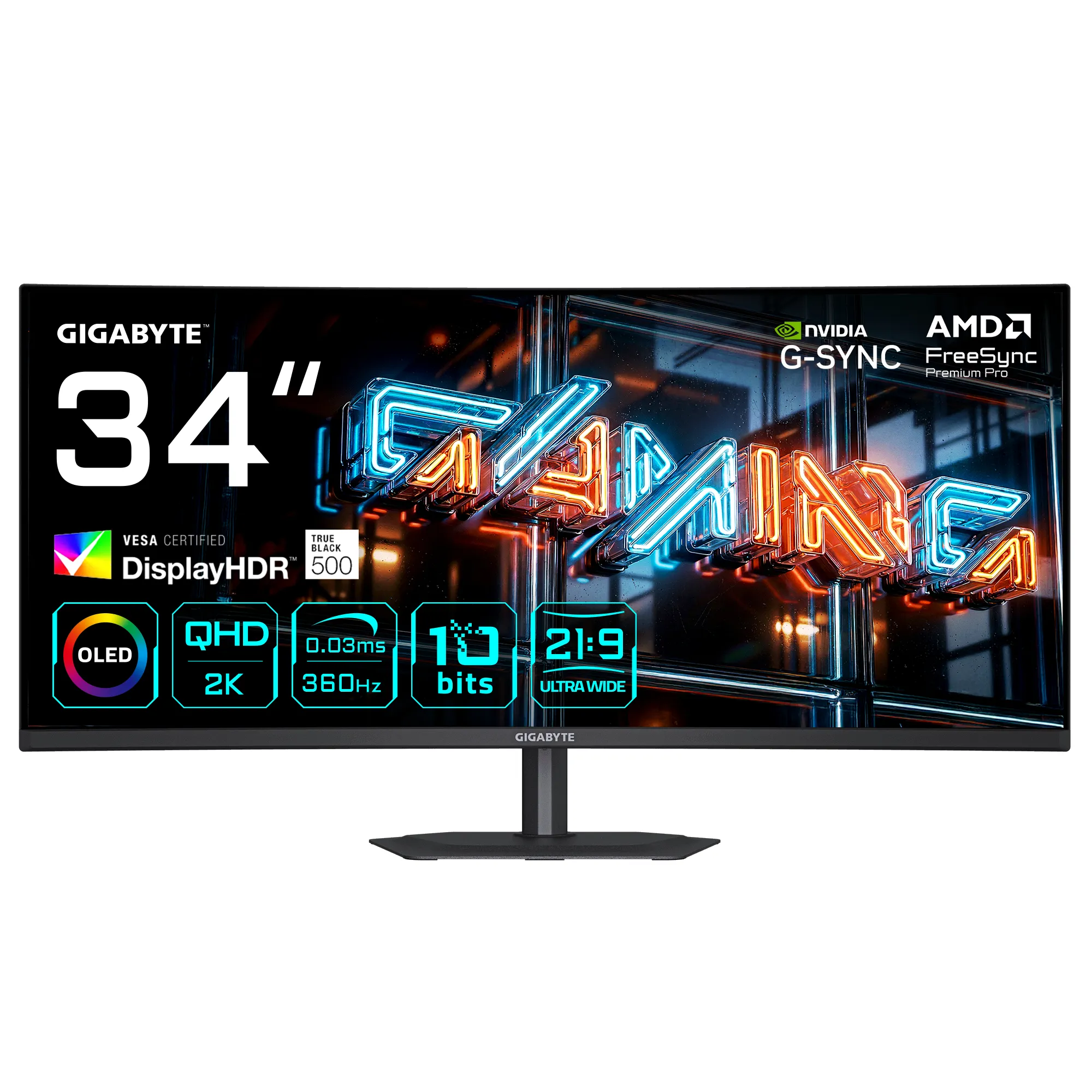 Gigabyte MO34WQC36 EK 34" WQHD, OLED, 360Hz, USB-C hub Curved Gaming Monitor