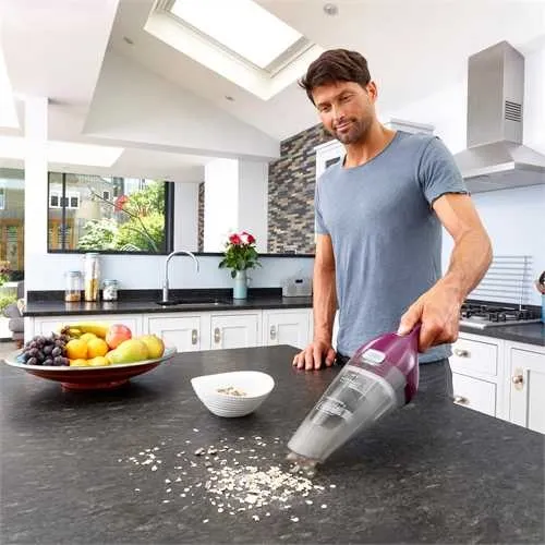Black+Decker Dustbuster NVC115W 1.5 Ah -k&auml;sik&auml;ytt&ouml;inen imuri, harmaa, purppura