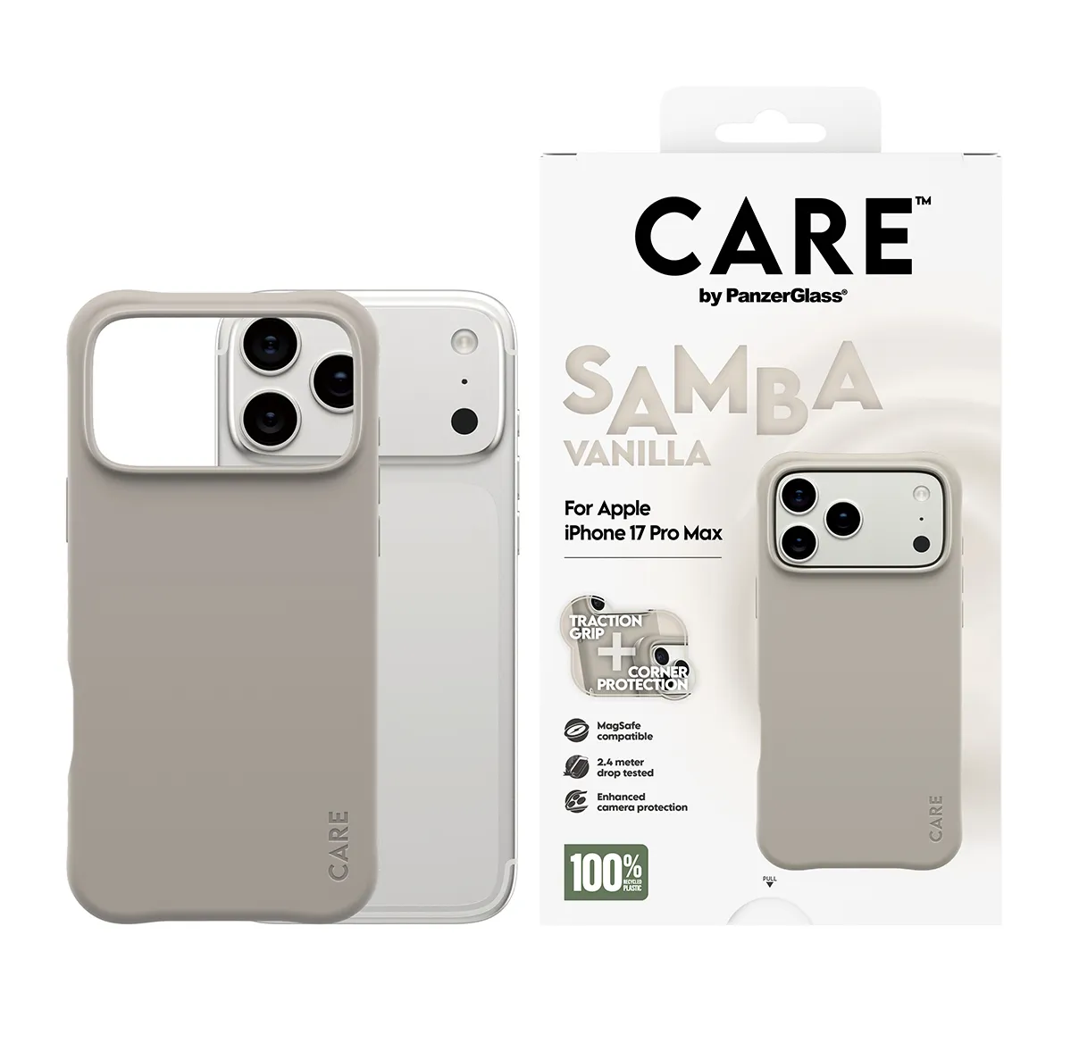 PanzerGlass CARE Samba MagSafe Case for iPhone 17 Pro Max, Vanilla
