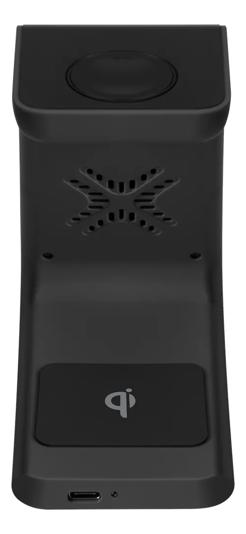 DELTACO 3-in-1 wireless charger stand, 10 W, 5 W, 3 W, black