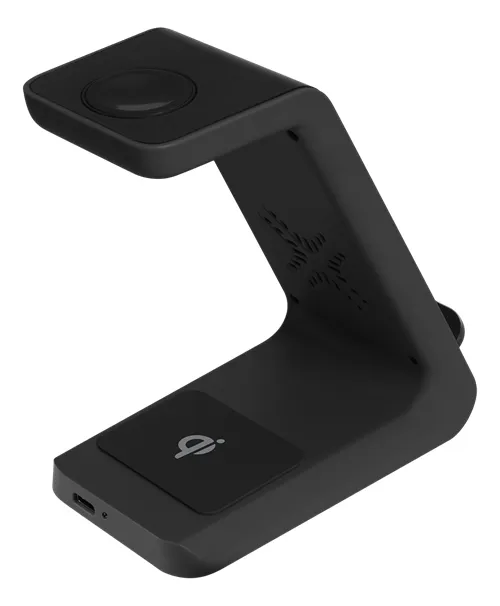 DELTACO 3-in-1 wireless charger stand, 10 W, 5 W, 3 W, black
