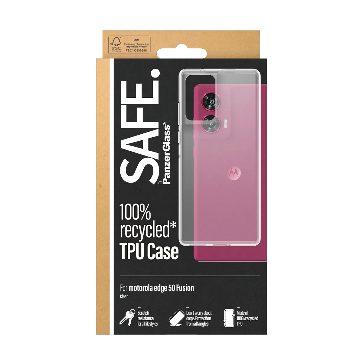 PanzerGlass SAFE fodral f&ouml;r Moto Edge 50 Fusion, transparent