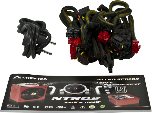 Chieftec Nitro 88+, virtal&auml;hde 650W ATX12V 2.3, aktiivi PFC,140mm tuul