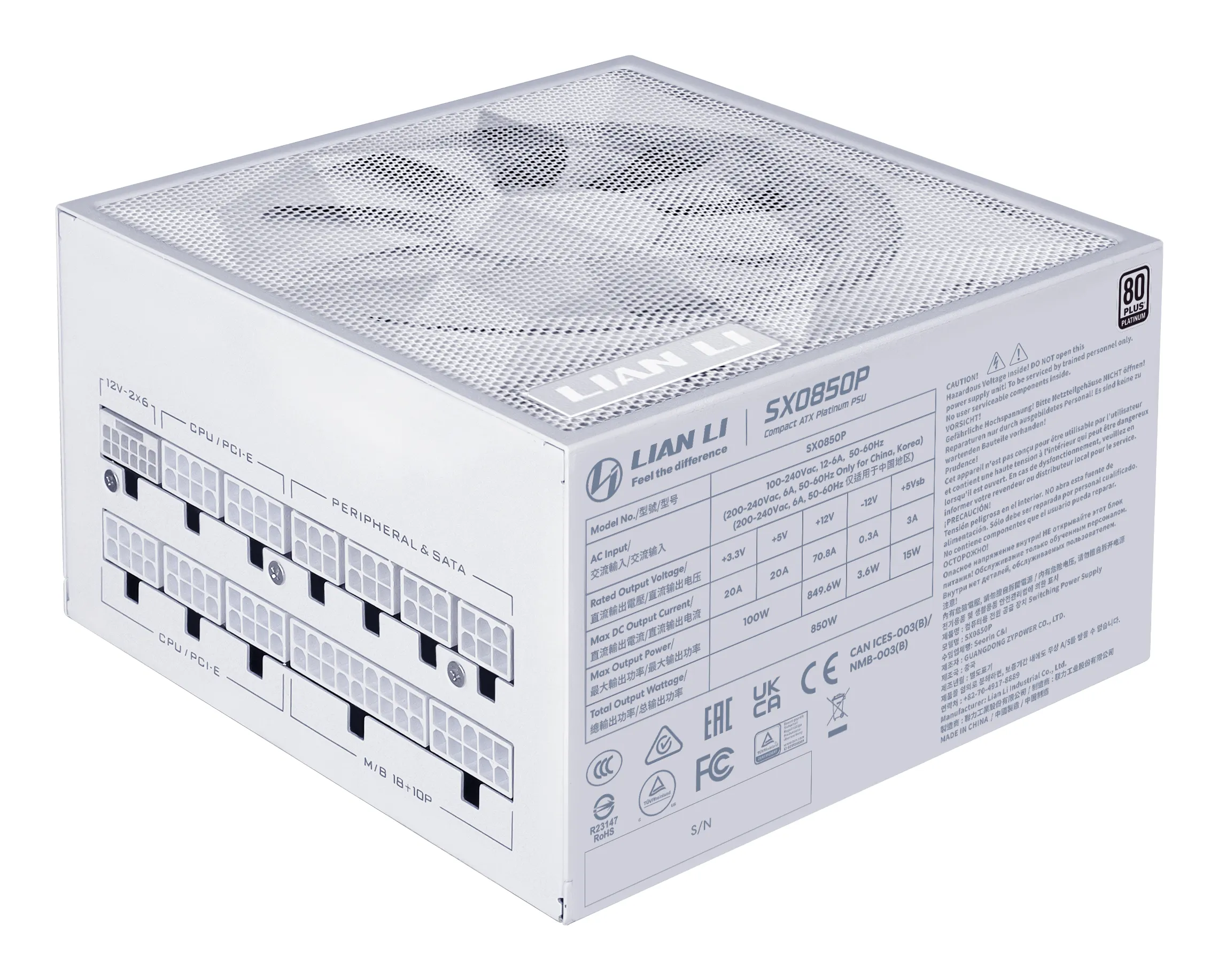 LIAN LI SX0850P White 850W - PSU, 80 Plus Platinum