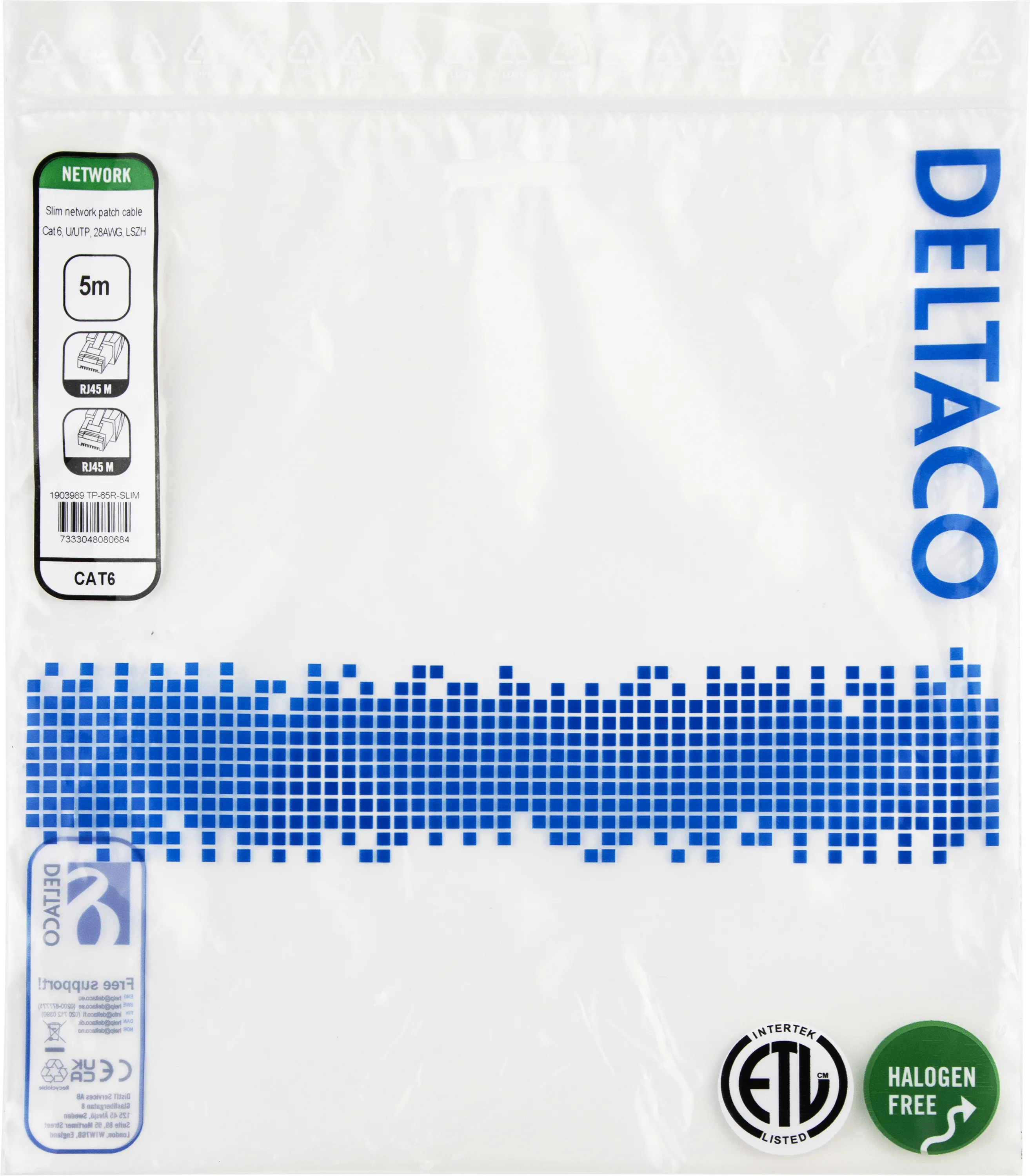 Deltaco Cat6 UTP RJ45 5m -verkkokaapeli, punainen