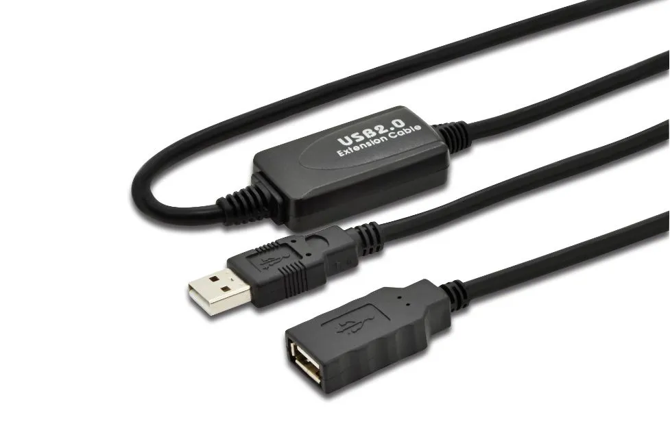 MicroConnect USB 2.0 f&ouml;rl&auml;ngningskabel, 5 m, svart