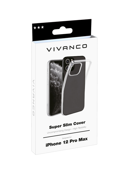 Vivanco Super Slim Cover TPU, iPhone 12 Pro Max -suojakuori, L&auml;pin&auml;kyv&auml;