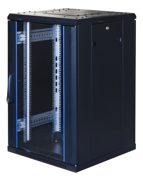 TOTEN System G, 19&quot; golvsk&aring;p, 18U, 600x600, glasd&ouml;rr fram, metalld&ouml;rr