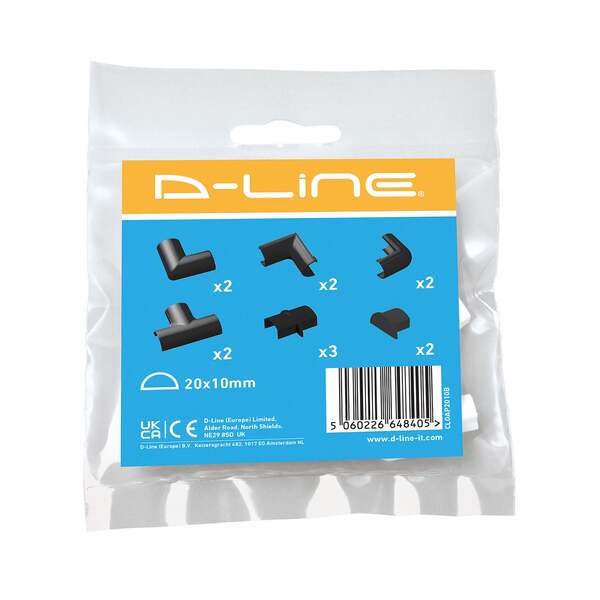 D-LINE Accessory Kit 20x10 - Tillbeh&ouml;rssats f&ouml;r kabelhantering, Svart