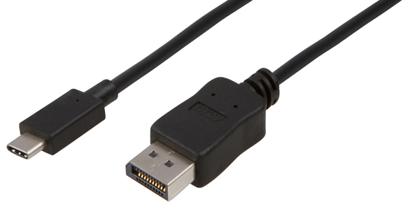 Accell USB-C &ndash; DisplayPort  -kaapeli, 1,8m, Musta