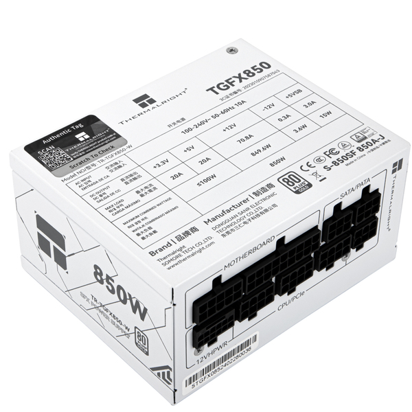 Thermalright 850W - strömkälla, 80 Plus Gold, Vit