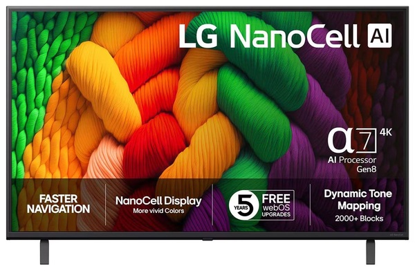 LG 50NANO8EA6A 50" 4K NanoCell webOS 25 TV, 60Hz, HDR10, HLG