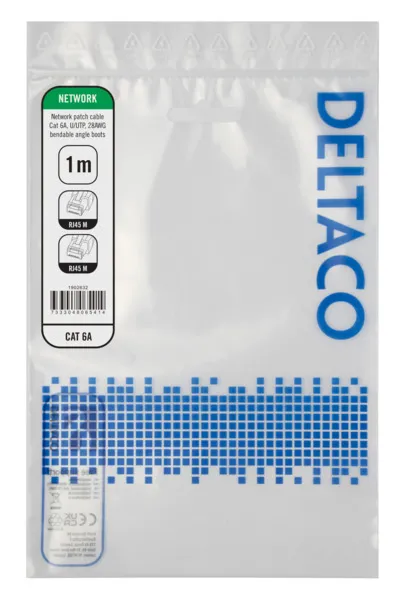 Deltaco Cat6a U/UTP Bendable - network cable, 1 m, White
