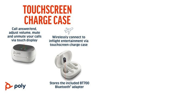 Poly Voyager Free 60+ UC tr&aring;dl&ouml;sa in-ear h&ouml;rlurar, vit