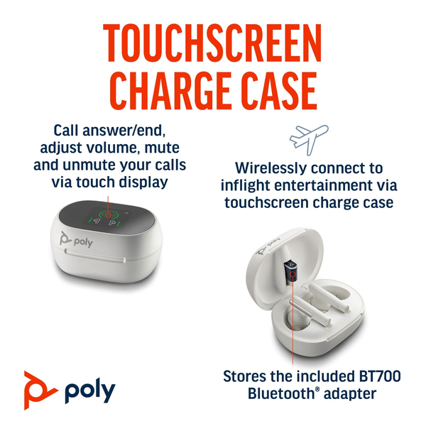 Poly Voyager Free 60+ UC tr&aring;dl&ouml;sa in-ear h&ouml;rlurar, vit