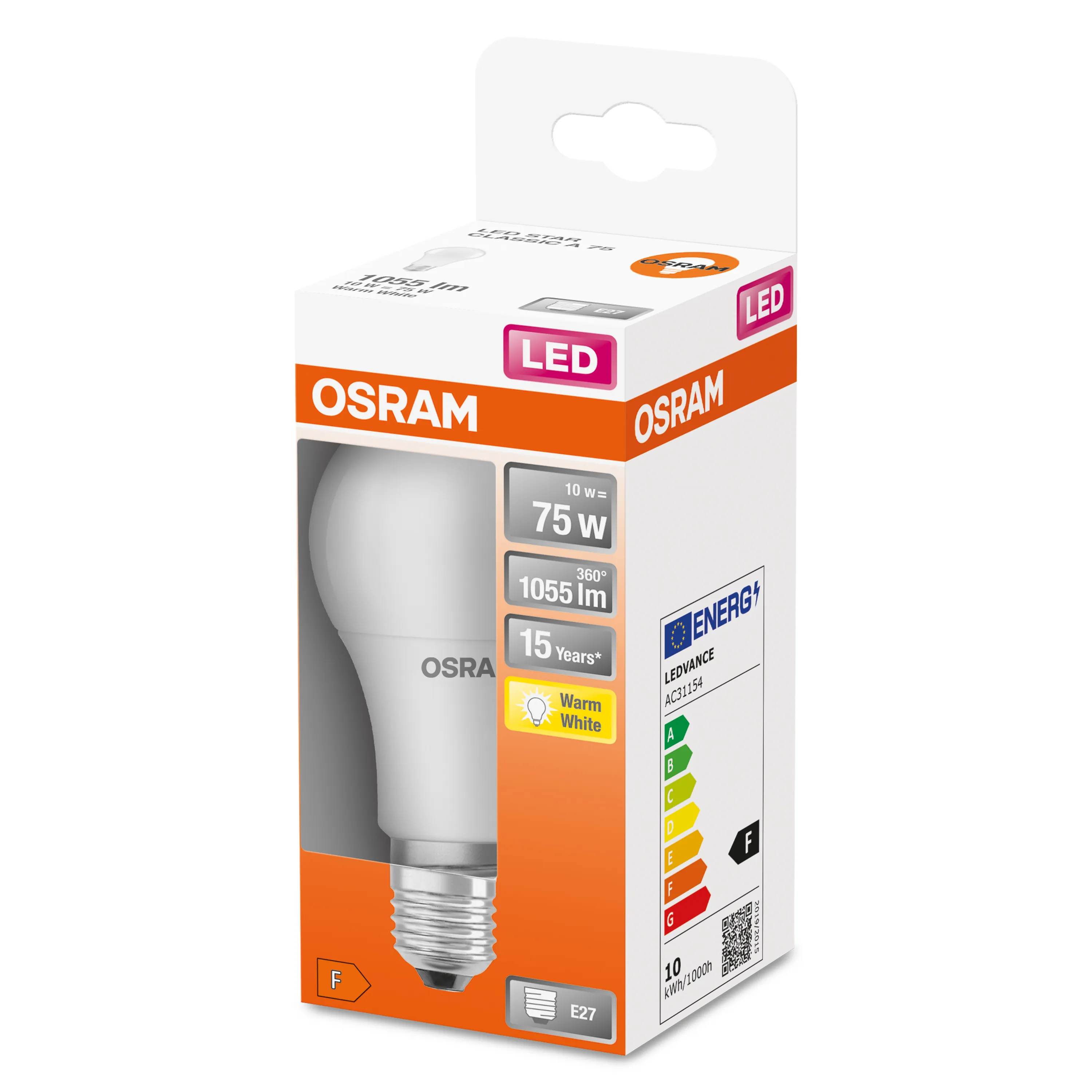 OSRAM LED Globe 10.5 W/827 Frosted E27, 75 W Equivalent