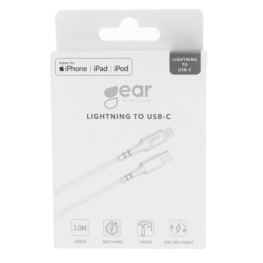 GEAR USB-C to Lightning cable, 3 m, White