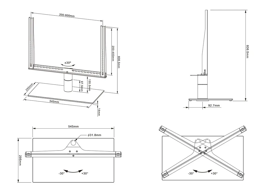 Multibrackets M VESA Tablestand Turn Large - Teline tuotteelle LCD nestekiden&auml;ytt&ouml; / plasma TV - musta -n&auml;yt&ouml;n koko: 46"-60" - p&ouml;yt&auml;malli