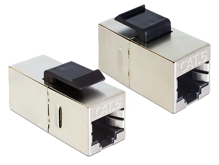 Delock Keystone Moduli RJ45 naaras >RJ45 naaras, suojattu Cat.6, hopea