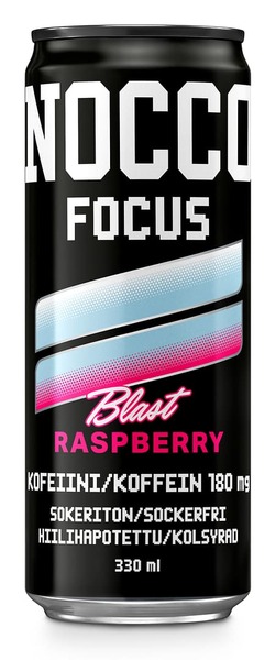 NOCCO Focus Raspberry Blast -energiajuoma 330ml 24-pack