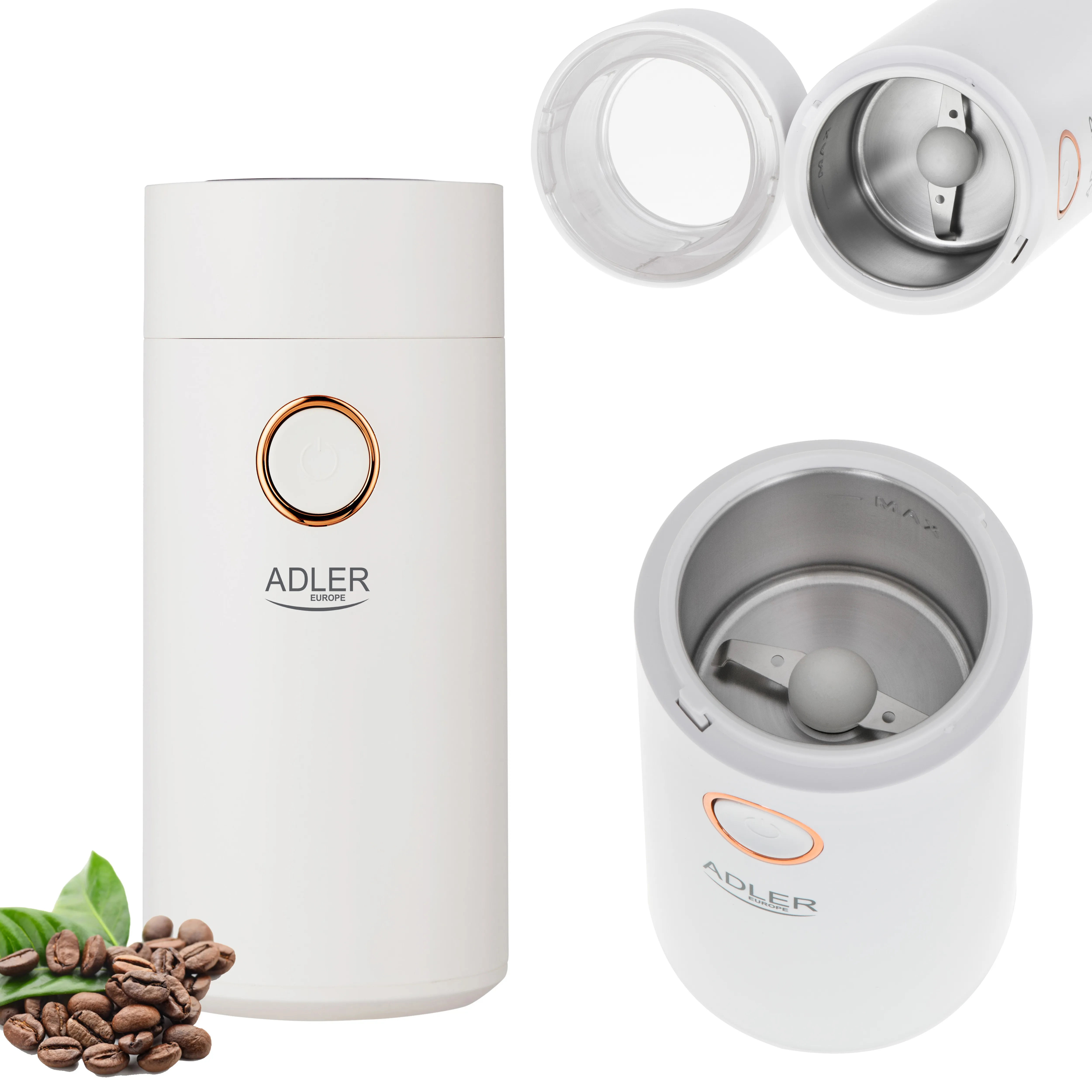 Adler AD 4446wg kaffekvarn 75 g, vit