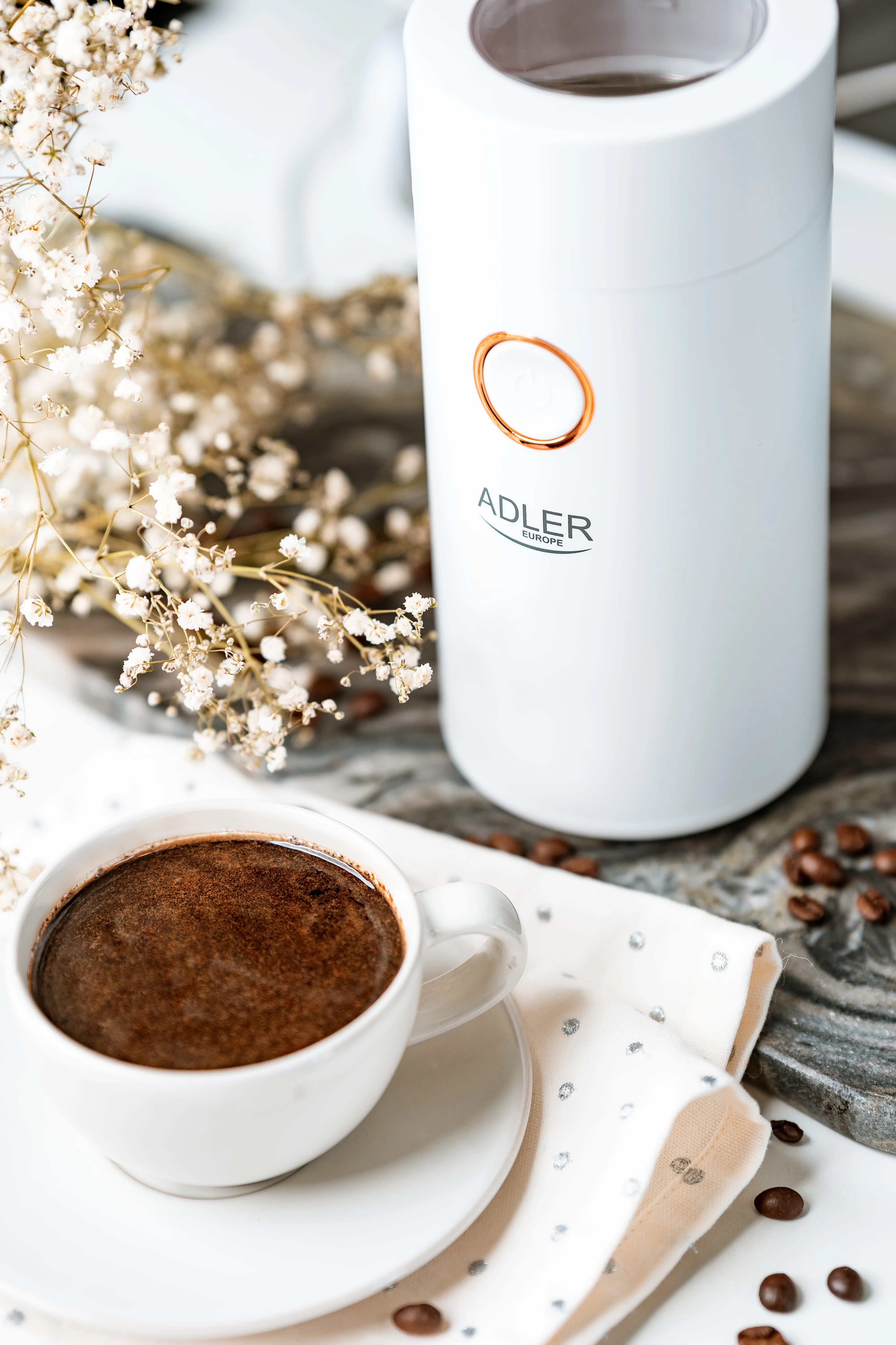 Adler AD 4446wg kaffekvarn 75 g, vit