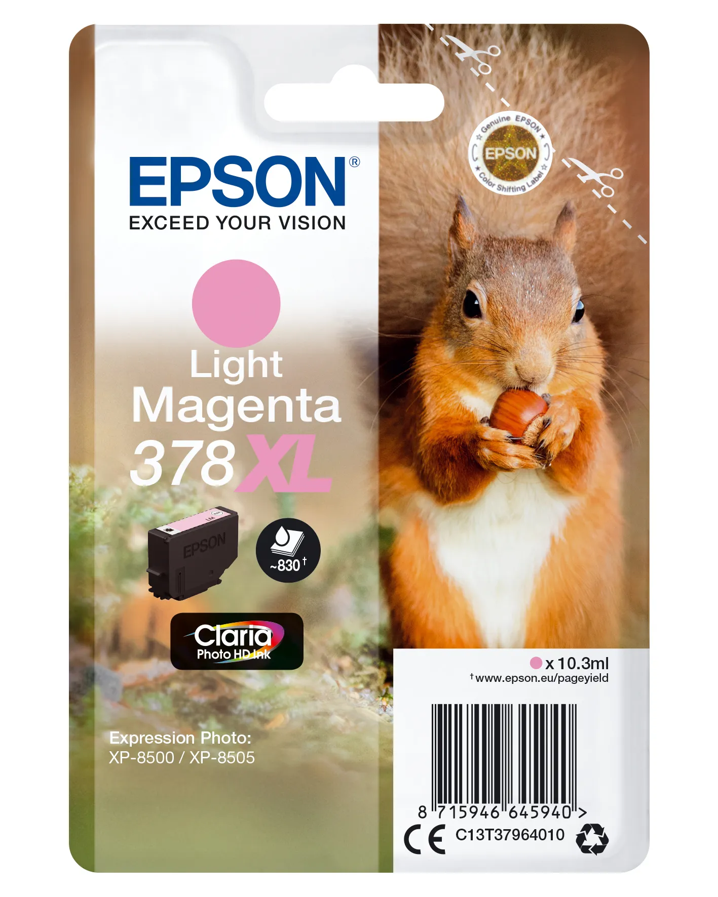 Epson 378XL-mustekasetti, 10.3 ml, vaaleanmagenta