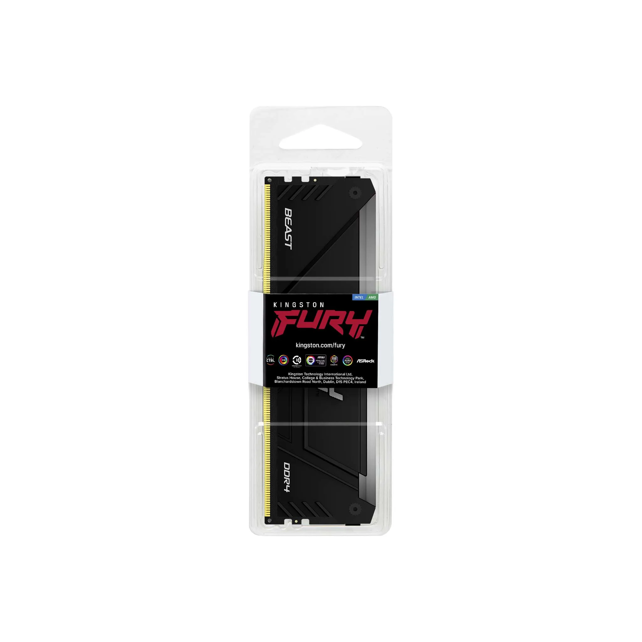 Kingston FURY Beast RGB 16GB (1 x 16GB) DDR4 3200 MHz, 1Gx8, CL16 - memory, Black