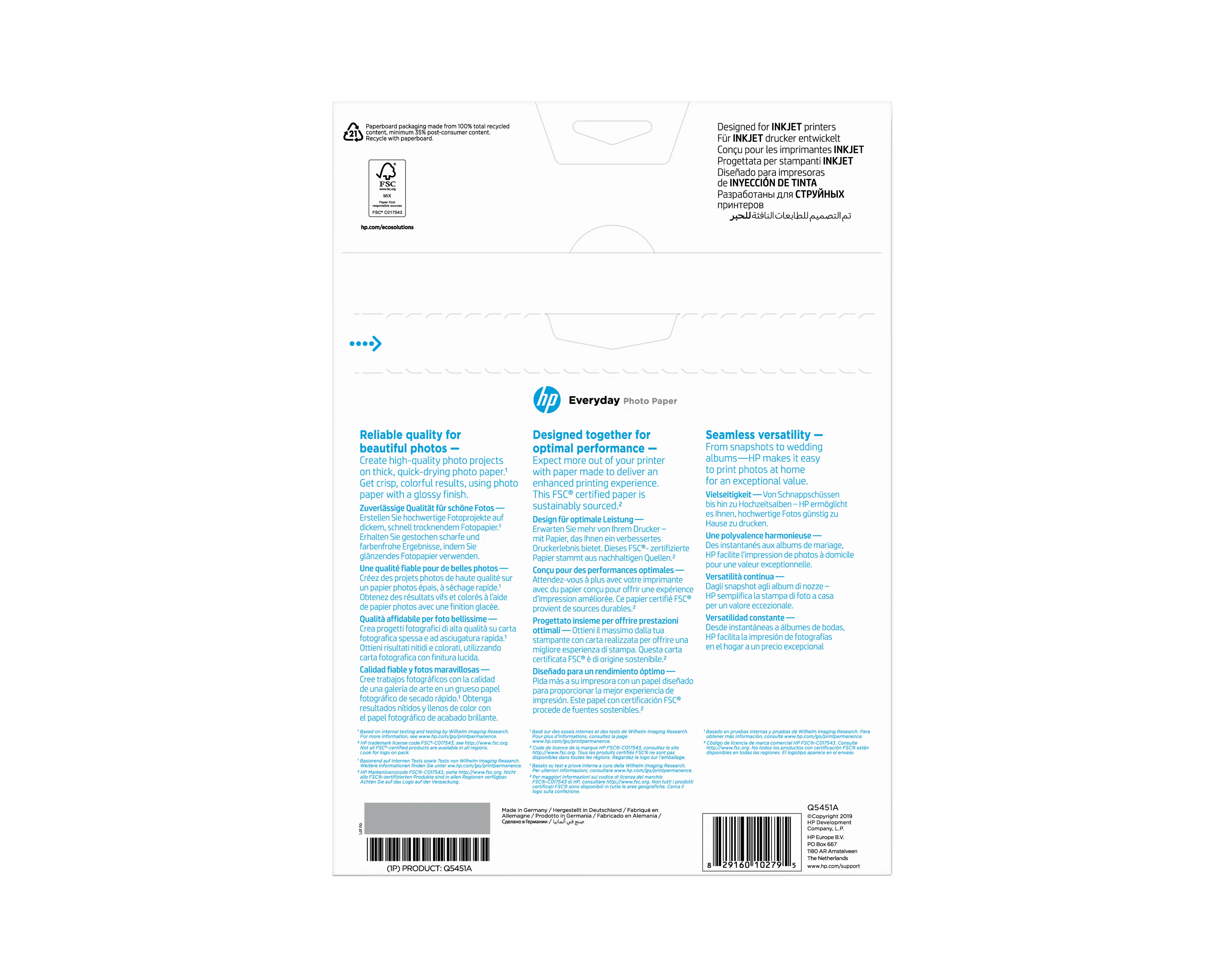 HP Everyday Fotopaper semigloss A4 25sheet OneSided