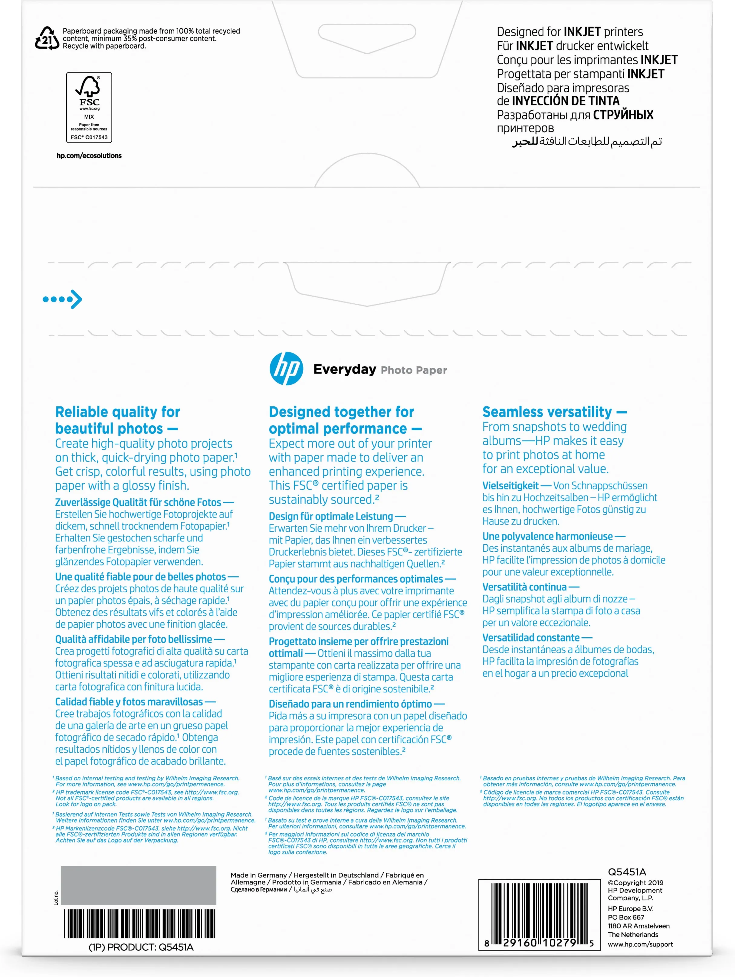HP Everyday Fotopaper semigloss A4 25sheet OneSided