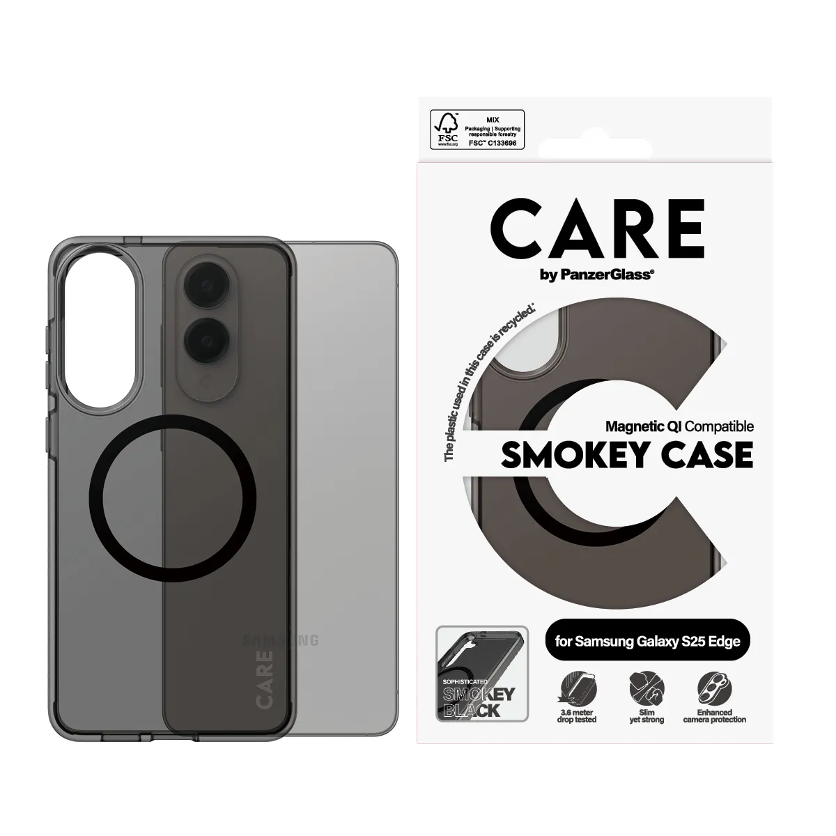 CARE by PanzerGlass Urban Combat Case for Galaxy S25, Smokey Black