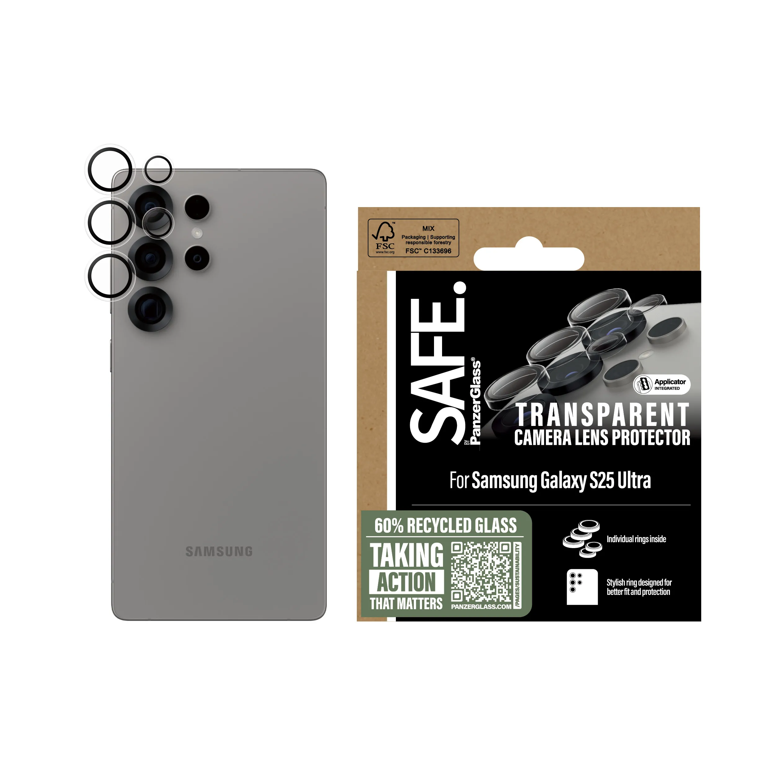 PanzerGlass SAFE Hoops Galaxy S25 Ultra - Camera Lens Protector, Transparent