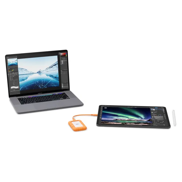 LaCie Rugged SSD4 1TB External SSD with USB-C, Rugged, for console gaming, Grey, Orange