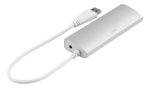 DELTACO USB 3.0 hubi, 4xTyp A naaras, alumiinia, 0,3m, hopea