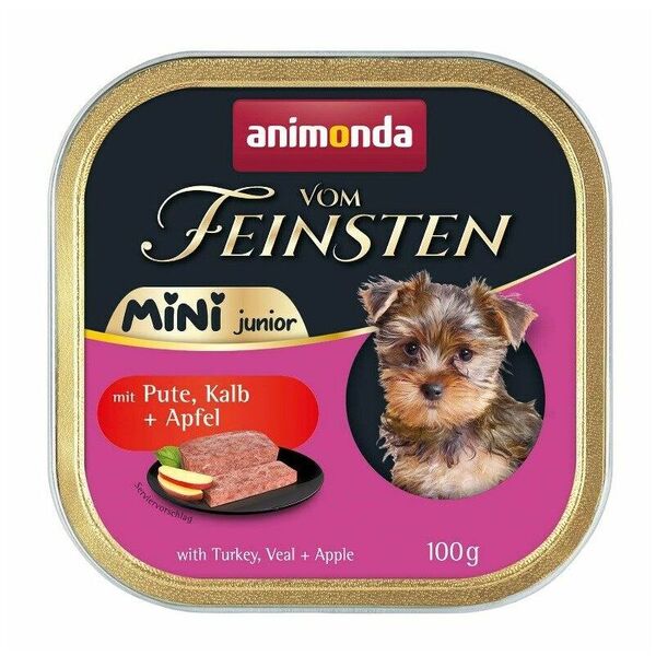 Animonda Vom Feinsten Mini Junior Turkey, Veal &amp; Apple, V&aring;tfoder f&ouml;r hund, 100 g